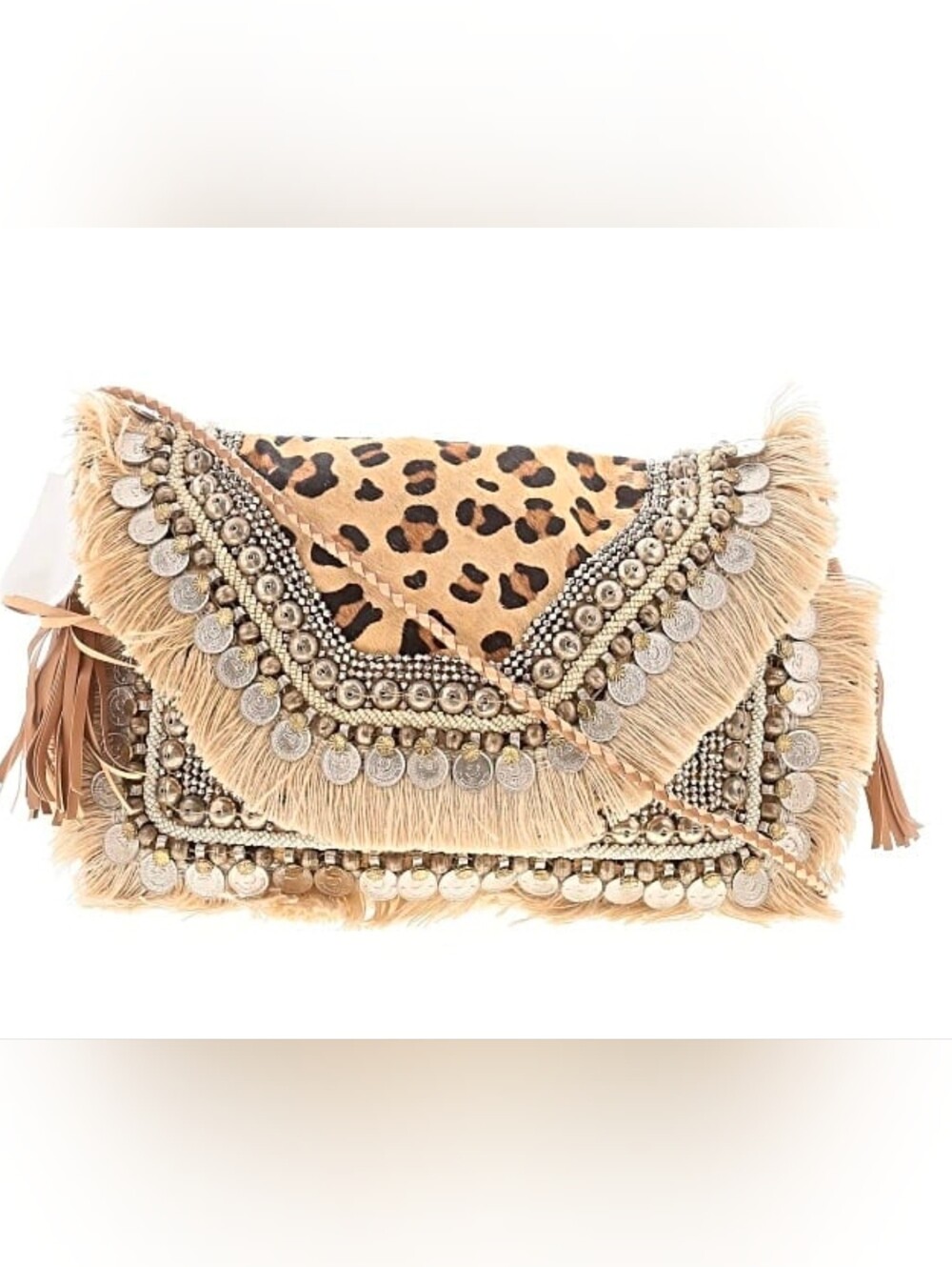 SHASHI Leopard-Print Fringe Bag